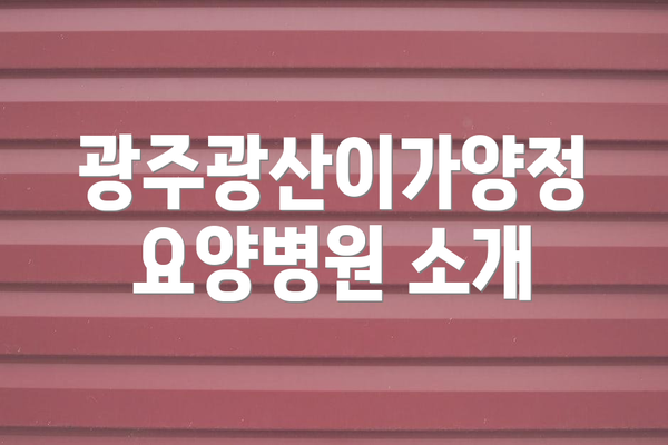 광주광산이가양정요양병원 소개