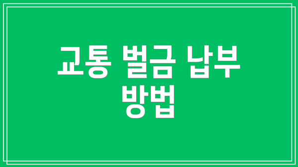 교통 벌금 납부 방법
