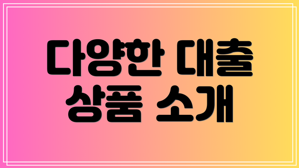 다양한 대출 상품 소개