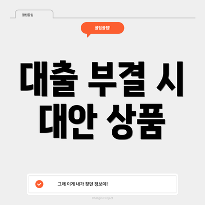 대출 부결 시 대안 상품