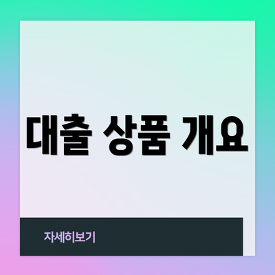 대출 상품 개요
