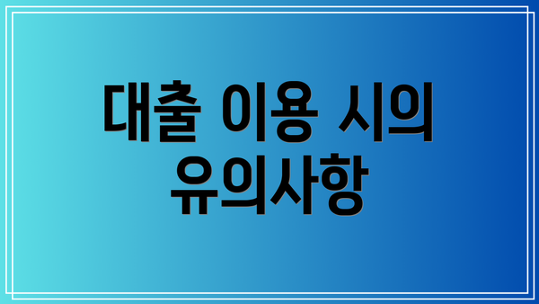 대출 이용 시의 유의사항