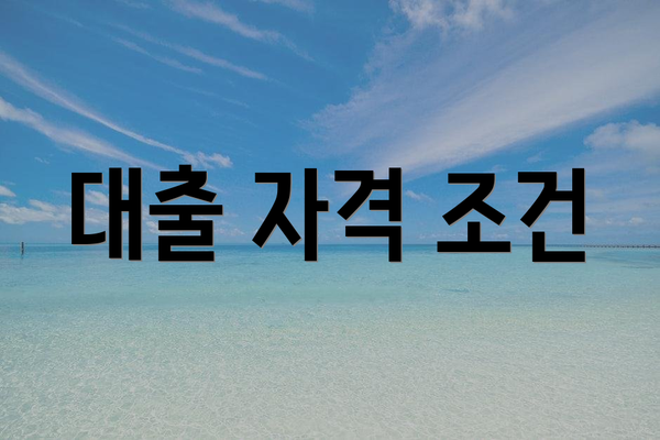 대출 자격 조건