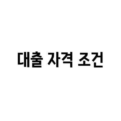 대출 자격 조건