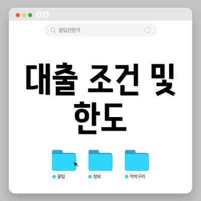 대출 조건 및 한도