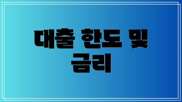 대출 한도 및 금리