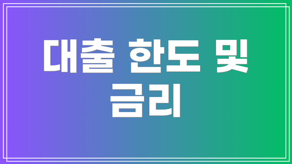 대출 한도 및 금리