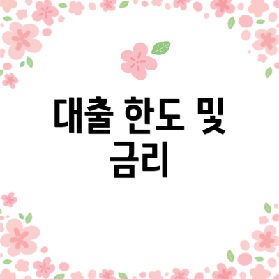 대출 한도 및 금리