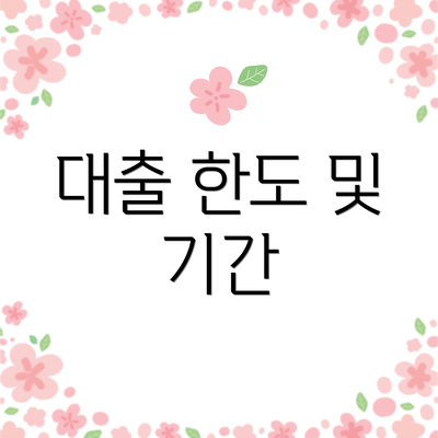 대출 한도 및 기간