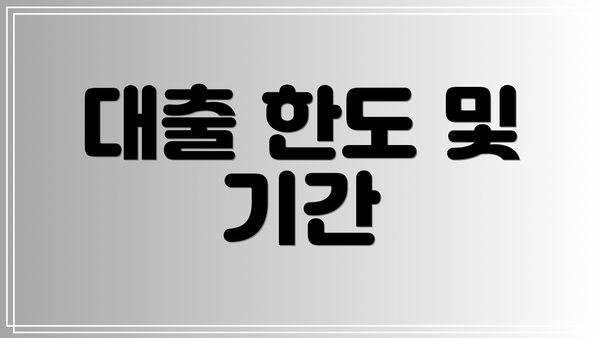 대출 한도 및 기간