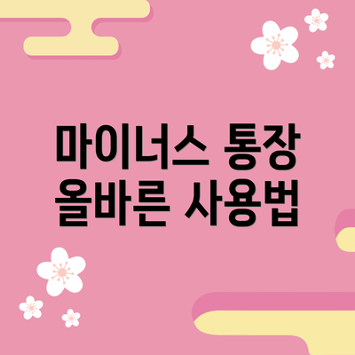 마이너스 통장 올바른 사용법