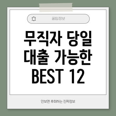 무직자 당일 대출 가능한 BEST 12