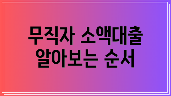 무직자 소액대출 알아보는 순서