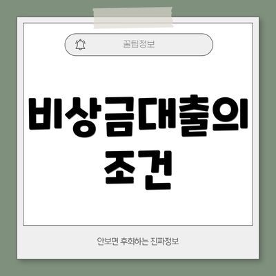 비상금대출의 조건