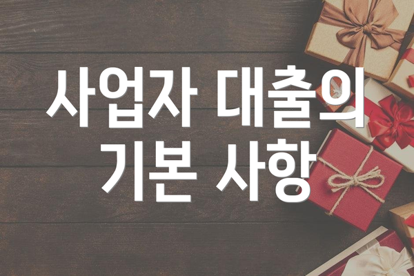 사업자 대출의 기본 사항