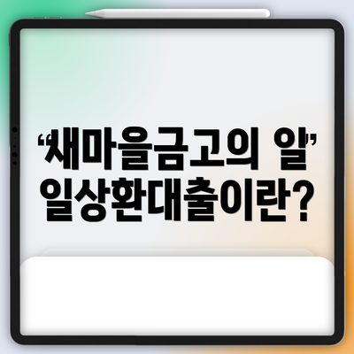 새마을금고의 일일상환대출이란?