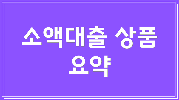 소액대출 상품 요약