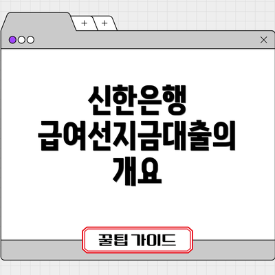 신한은행 급여선지금대출의 개요