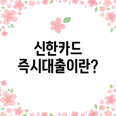 신한카드 즉시대출이란?