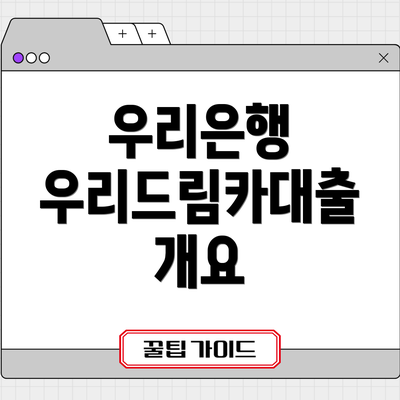 우리은행 우리드림카대출 개요