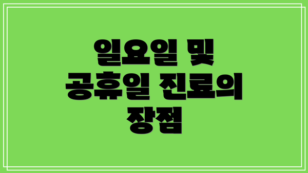 일요일 및 공휴일 진료의 장점