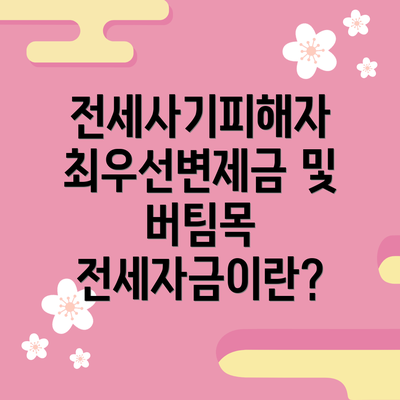 전세사기피해자 최우선변제금 및 버팀목 전세자금이란?