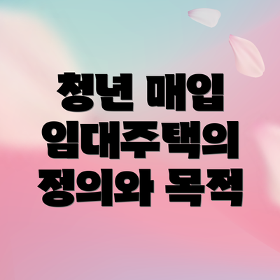 청년 매입 임대주택의 정의와 목적