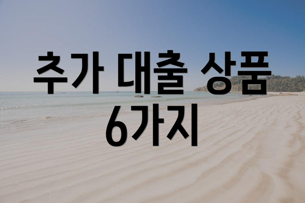 추가 대출 상품 6가지