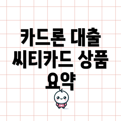 카드론 대출 씨티카드 상품 요약