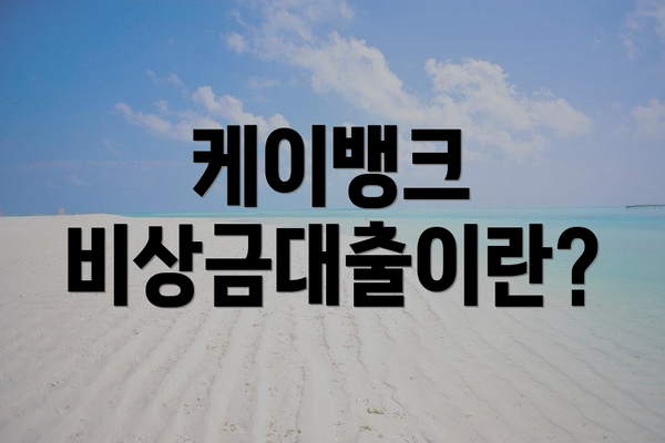 케이뱅크 비상금대출이란?