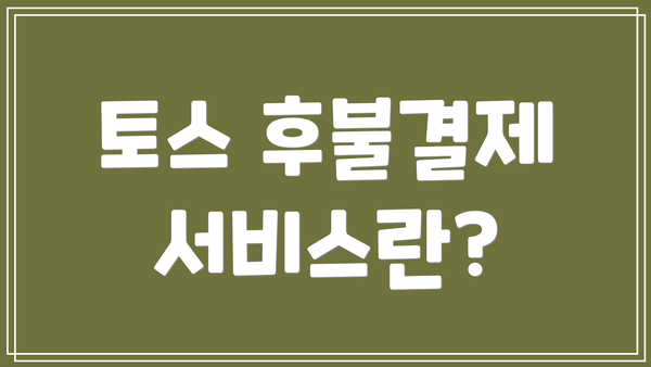 토스 후불결제 서비스란?