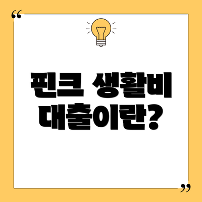 핀크 생활비 대출이란?