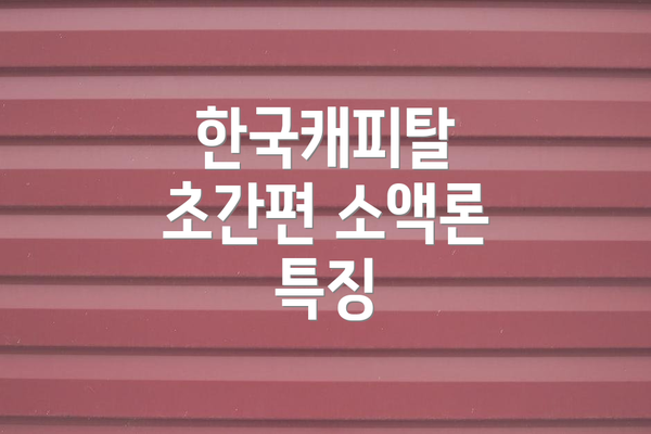 한국캐피탈 초간편 소액론 특징