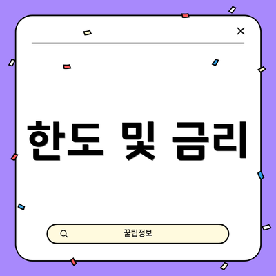 한도 및 금리