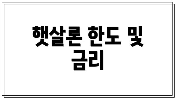 햇살론 한도 및 금리