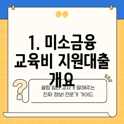1. 미소금융 교육비 지원대출 개요