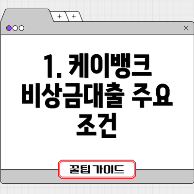 1. 케이뱅크 비상금대출 주요 조건