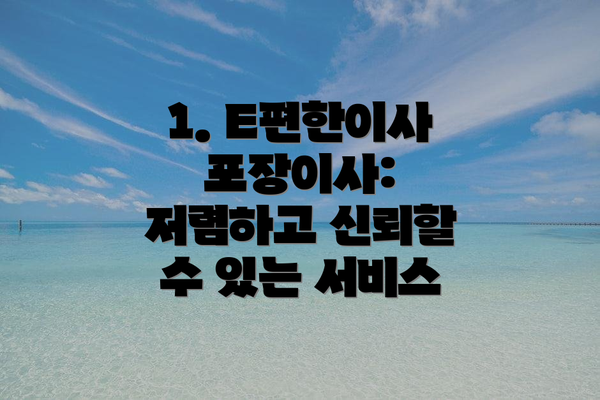 1. E편한이사포장이사: 저렴하고 신뢰할 수 있는 서비스