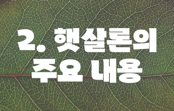 2. 햇살론의 주요 내용