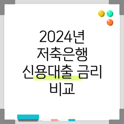 2024년 저축은행 신용대출 금리 비교