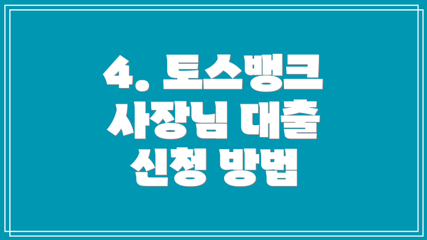 4. 토스뱅크 사장님 대출 신청 방법