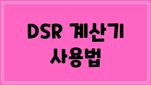 DSR 계산기 사용법