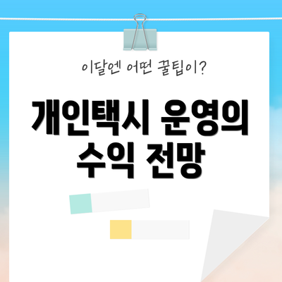 개인택시 운영의 수익 전망