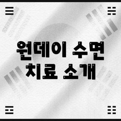 원데이 수면 치료 소개