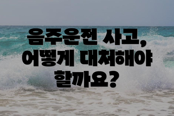 음주운전 사고, 어떻게 대처해야 할까요?