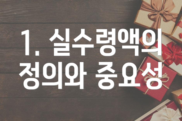 1. 실수령액의 정의와 중요성