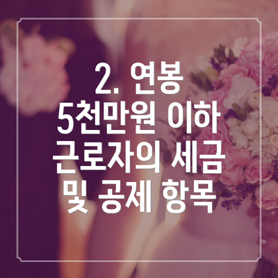 2. 연봉 5천만원 이하 근로자의 세금 및 공제 항목