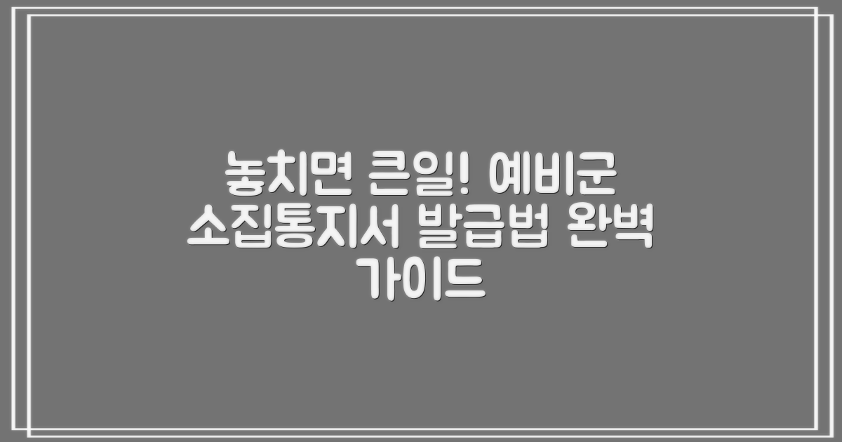 놓치면 어떻게 되는 걸까? 예비군 소집통지서 발급 방법 완벽 가이드