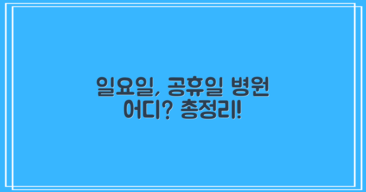 일요일, 공휴일 진료 정보 총정리