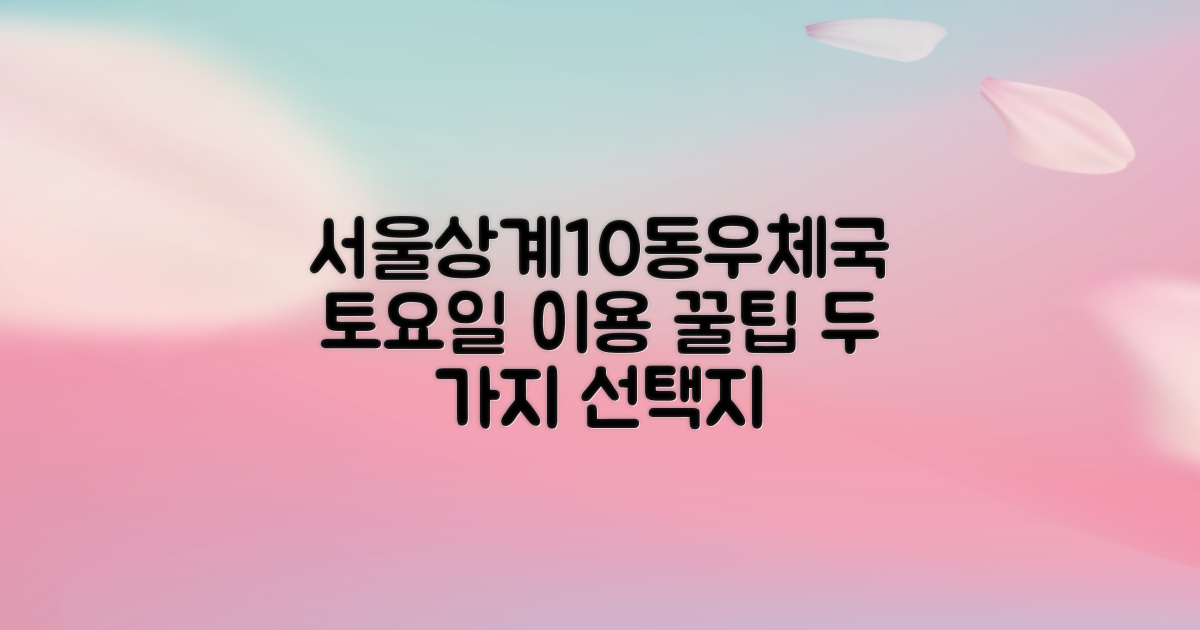 토요일, 두 가지 선택지로 알아보는 서울상계10동우체국 이용 팁!